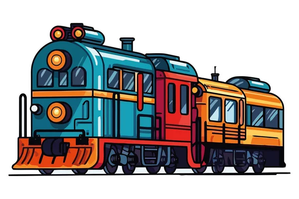 Steam Locomotive Speeds Railroad Tracks Isolated — Stock Vector