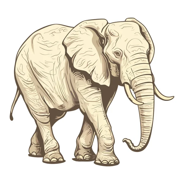 Elefante Africano Che Cammina Sul Bianco — Vettoriale Stock