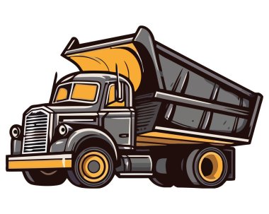 Kamyon beyaz üzerine ağır makineler taşıyor.