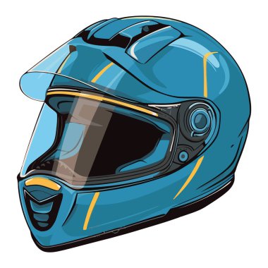 blue biker helmet design over white clipart