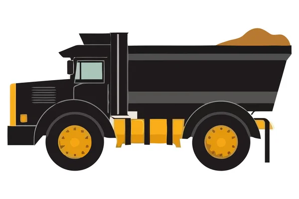 Zwarte Vrachtwagen Illustratie Wit — Stockvector