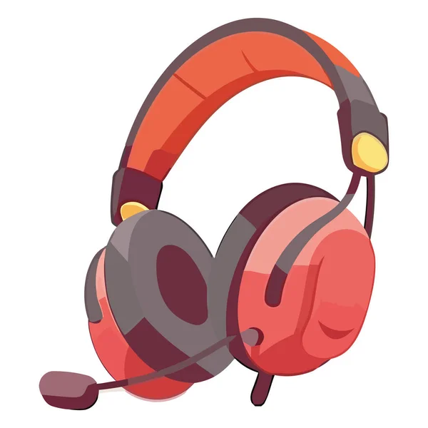 Red Headphones Design White — Stock Vector