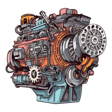 modern motor illüstrasyonu beyaz üzerine