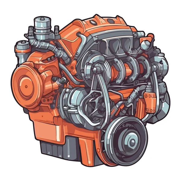 Beyazın Üzerinde Gelecekçi Motor Çizimi — Stok Vektör