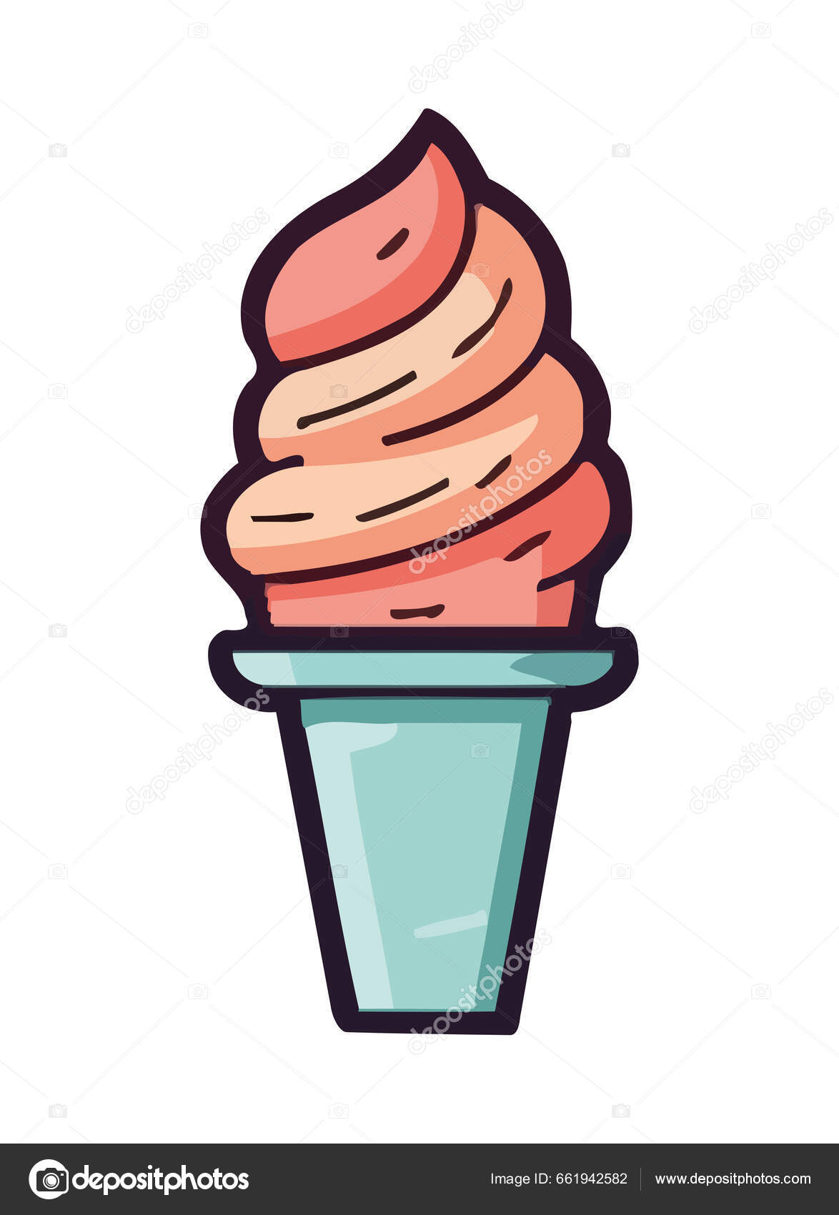 可爱的卡通冰淇淋锥形象征着夏天的乐趣图标孤立图库矢量图©yupiramos 661942582, image size:1174x1700