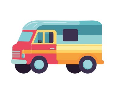 İzole edilmiş bir yaz macera ikonu üzerine mini minibüs