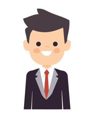 Başarılı iş adamı avatarı izole simge tasarımında duruyor