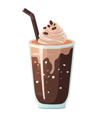 Çikolatalı milkshake ve krem şantili ikon izole edilmiş.