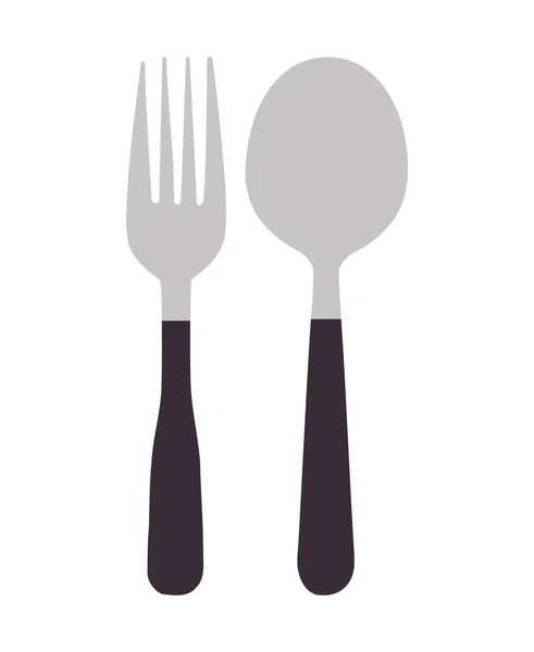 Kitchen Utensil Fork Spoon Icon Isolated — Stock Vector