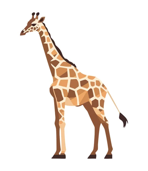 Girafe Debout Icône Isolée Design Dessin Animé Mignon — Image vectorielle