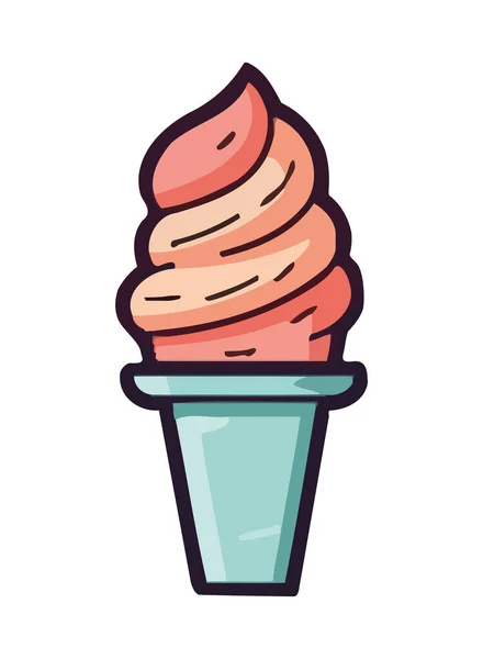 Cute Cartoon Ice Cream Cone Symbolizes Summer Fun Icon Isolated — Stock Vector