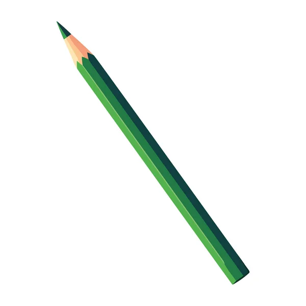 Grüne Farbe Bleistift Versorgung Symbol Isolierte Design — Stockvektor