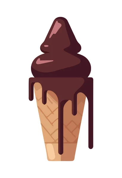 Sweet Food Icon Chocolate Ice Cream Isolated — Stock Vector