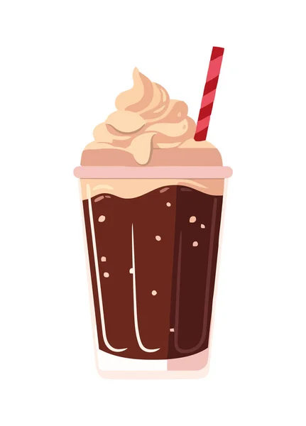 Carino Cartone Animato Dolce Milkshake Bevanda Icona Isolato — Vettoriale Stock