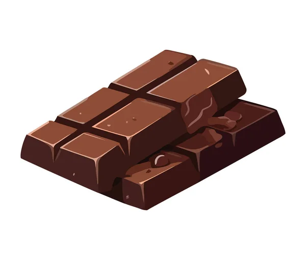 Stack Broken Dark Chocolate Bars Icon Isolated — Stock Vector