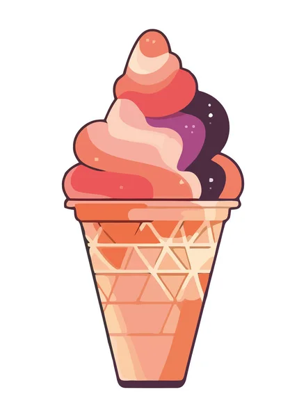 Sweet Ice Cream Sundae Fruity Toppings Icon Isolated — Stock Vector