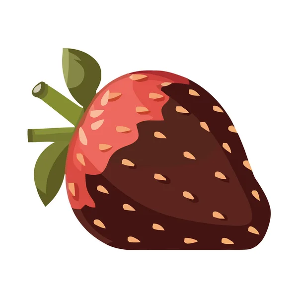 Juicy Strawberry Sweet Summer Snack Icon Isolated — Stock Vector