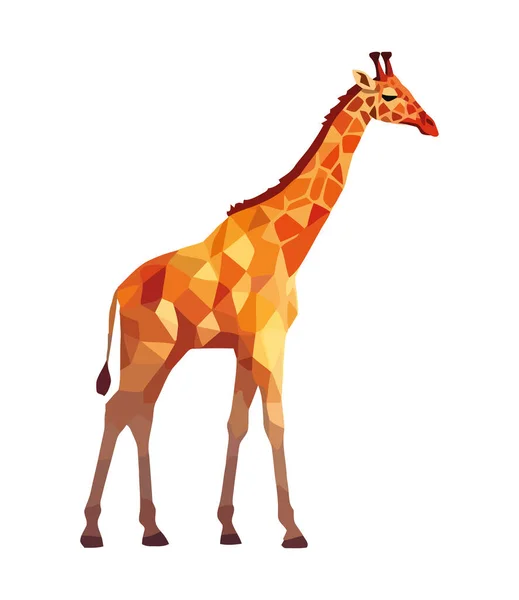 Žirafa Stojící Vysoká Rohatá Hlava Ikona Izolované — Stockový vektor