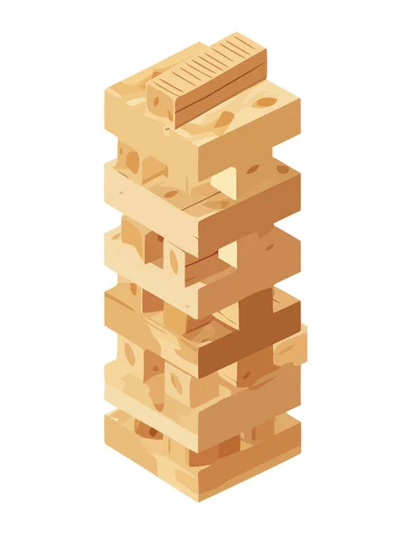 Ξύλινα Μπλοκ Εικονίδιο Παιχνίδι Πύργος Απομονωμένο — Διανυσματικό Αρχείο