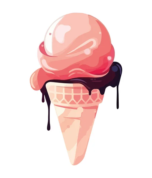 融化的巧克力冰淇淋锥形图标被隔离 — 图库矢量图片