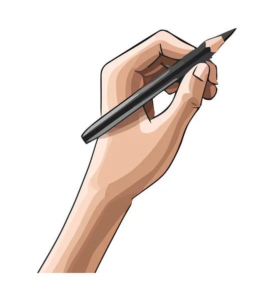 Die Hand Des Mannes Hält Ein Bleistift Symbol Isoliert — Stockvektor