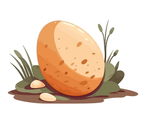 Φρέσκο Αυγό Ένα Φυσικό Χόρτο Εικονίδιο Απομονωμένο — Διανυσματικό Αρχείο