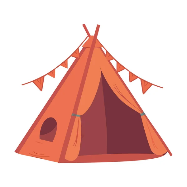 Adventure Symbolized Dome Tent Nature Icon Isolated — Stock Vector