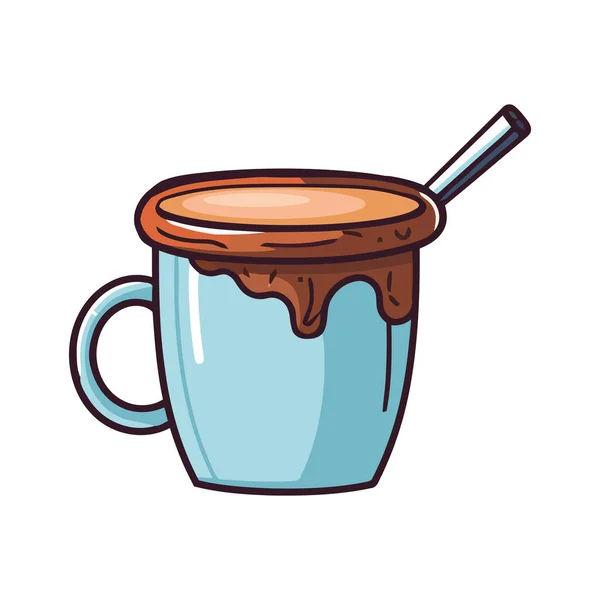 Kaffeetasse Illustration Mit Gourmet Flüssigkeitssymbol Isoliert — Stockvektor