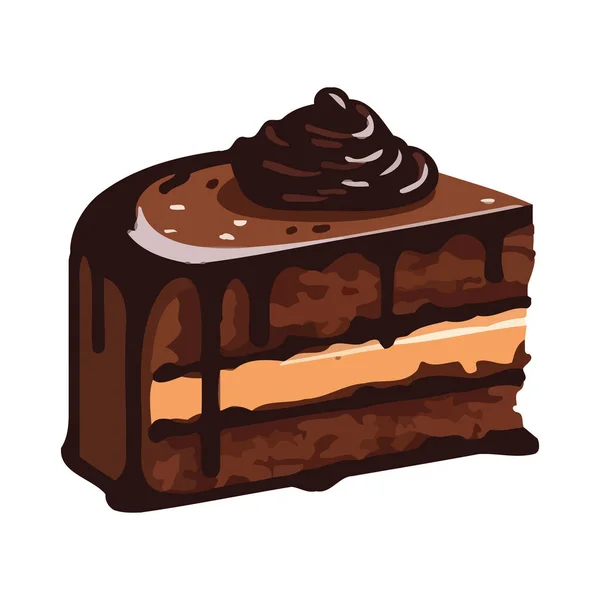 Cartoon Kuchen Mit Süßen Zuckerguss Dekoration Symbol Isoliert — Stockvektor