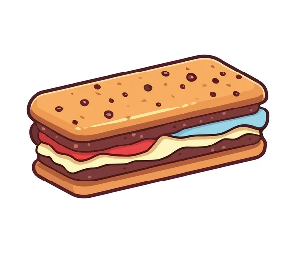Szkic Hamburgera Ikoną Bułki Sezamowej Izolowany — Wektor stockowy