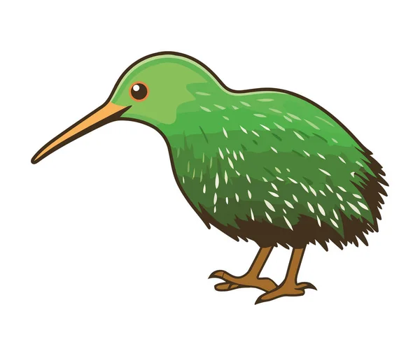 Oiseau Kiwi Vert Isolé Sur Fond Blanc Icône — Image vectorielle