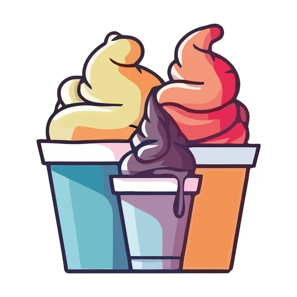Fun Sweet Ice Cream Cone Dessert Icon Isolated — Stock Vector