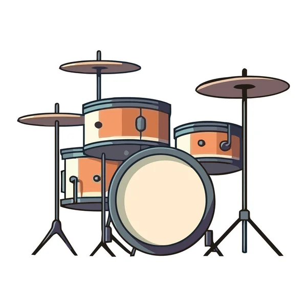 Drum Kit Stage Backdrop Icon Isolated — Stock Vector