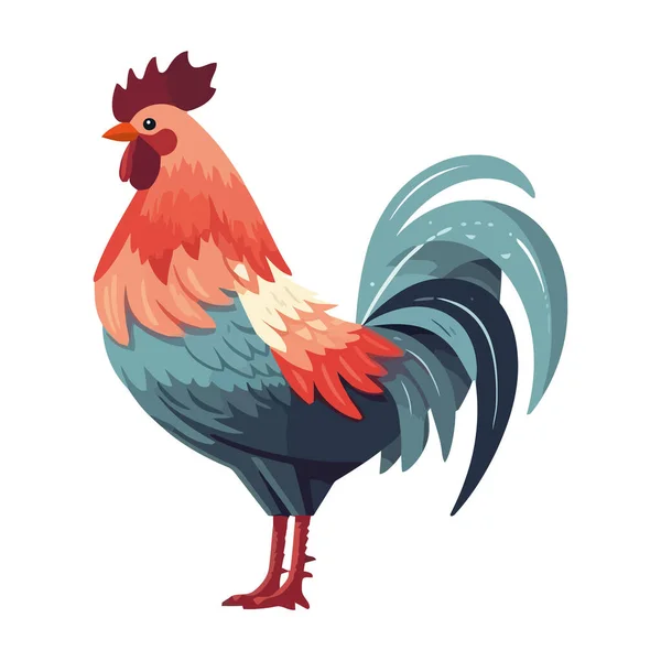 Coq Animal Ferme Icône Isolée Style Design — Image vectorielle