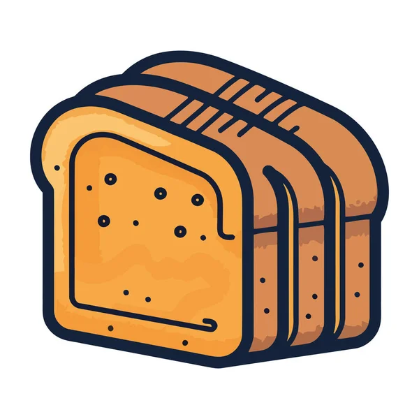 Ícone Comida Pão Fresco Design Desenhos Animados Isolados — Vetor de Stock