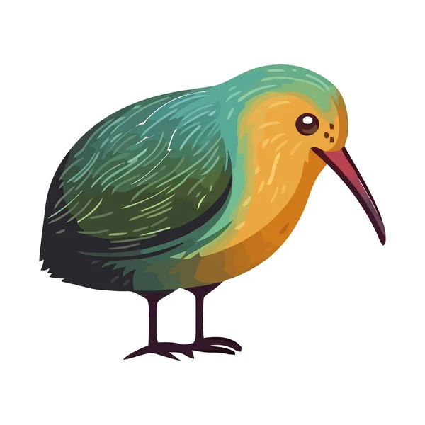 Cute Kiwi Bird Standing Isolated Vector Icon Isolated — Stock Vector