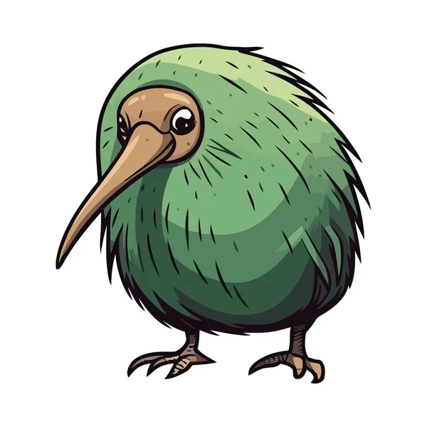 Симпатичная Птица Киви Иконой Зеленого Мультфильма — стоковый вектор