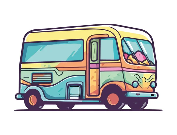 Yellow Tour Bus Journey Flat Icon Isolated — Stock Vector