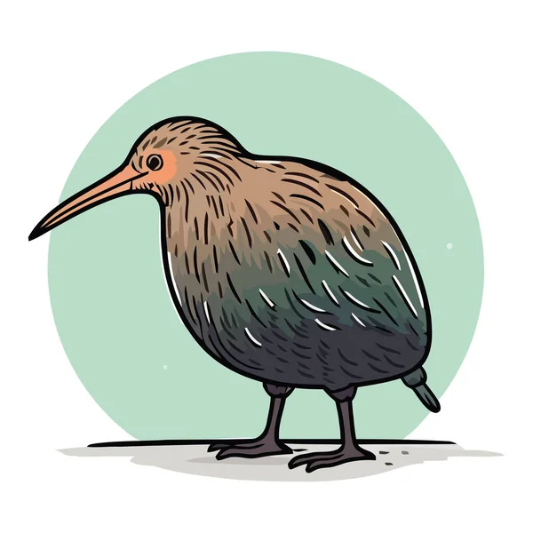Cheerful Kiwi Bird Standing Grass Isolated Image Icon — Stock Vector