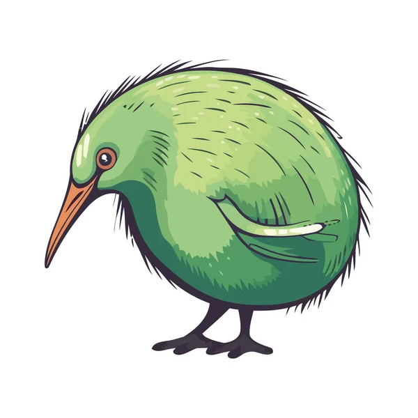 Fröhliche Kiwi Vogel Maskottchen Grüne Farbe Symbol Isoliert — Stockvektor
