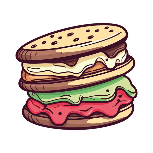 Burger Gastronomique Sur Une Icône Plaque Isolé — Image vectorielle