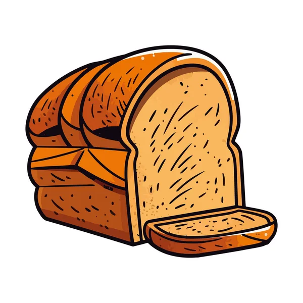 Taze Pişmiş Ekmek Ikonu Tasarımı Izole Edilmiş Yiyecek — Stok Vektör