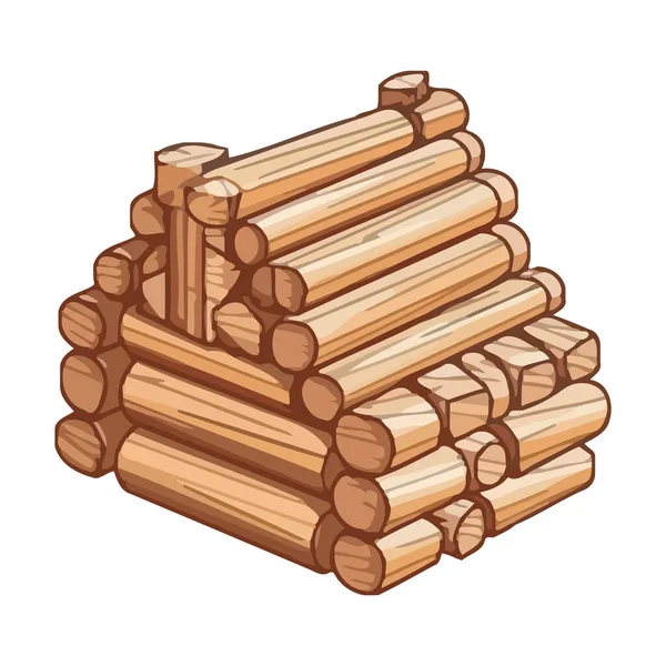 Dřevěné Klády Naskládané Pro Ikonu Tesařského Průmyslu Izolované — Stockový vektor