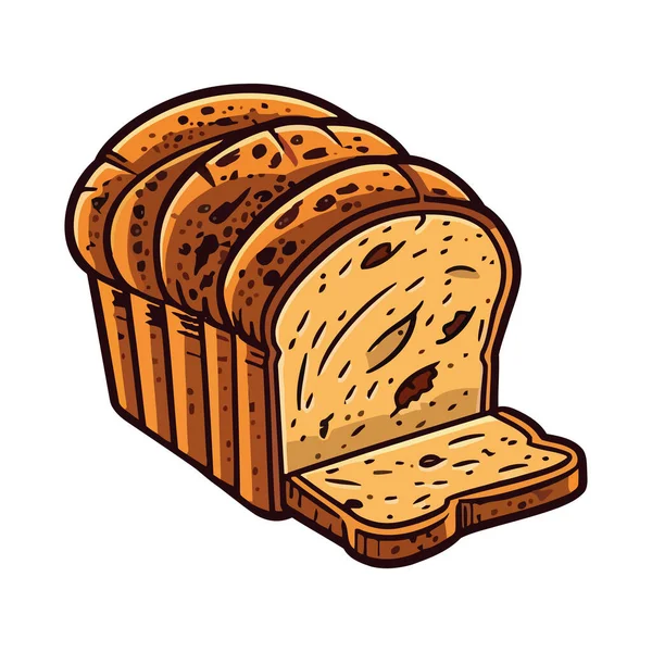 小麦田里刚烤好的面包被隔离了 — 图库矢量图片