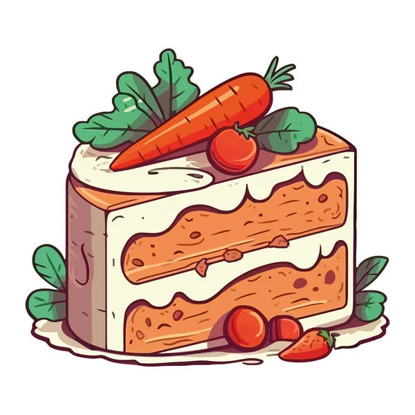 Frische Karotte Und Süße Sahne Für Kuchen Ikone — Stockvektor