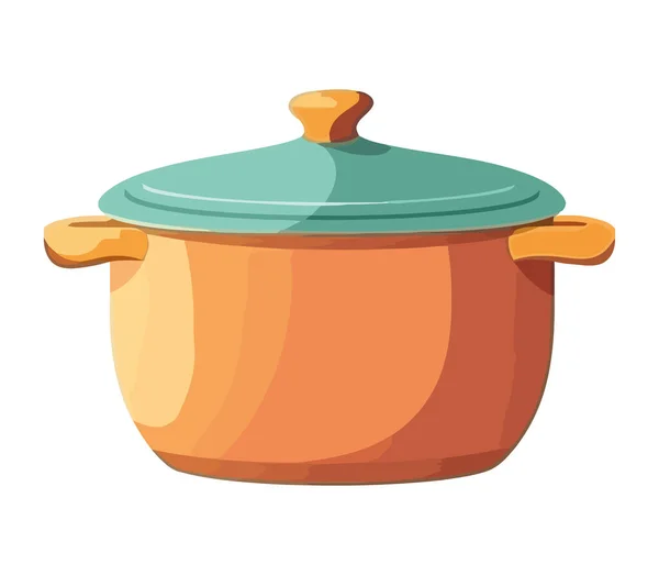 Enamel Pot Cooking Icon Isolated — Stock Vector