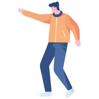 Neşelenmek için atlayan başarılı bir genç adam ikonu izole edildi.