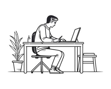 Modern dizüstü bilgisayar simgesinde başarılı bir iş adamı yazımı izole edildi