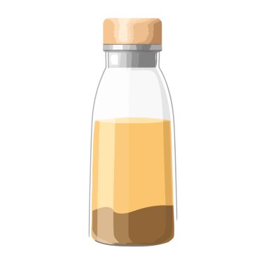 Taze organik sıvı ikon izole edilmiş şeffaf cam şişe