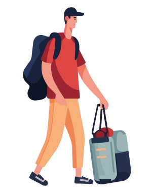 Macera simgesinde sırt çantasıyla yürüyen bir kişi izole edildi